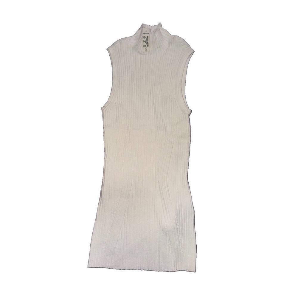 Madewell Women's XXS  White Solid Ribbed Knit Mock Neck Sleeveless Tank